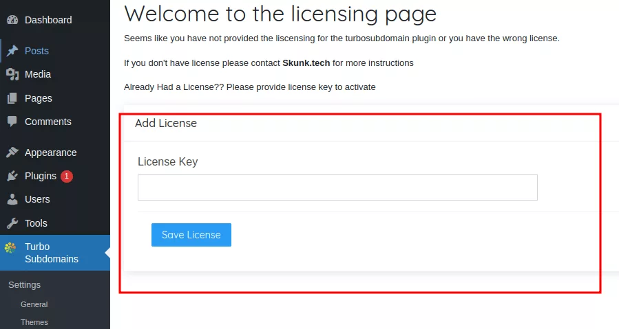 License Page