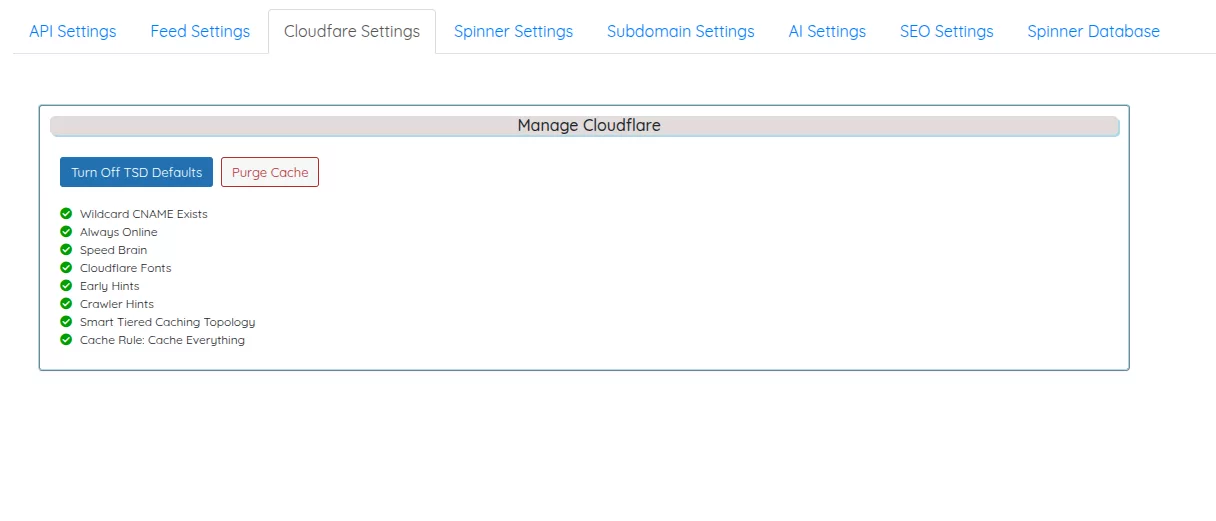 TSD- Cloudflare Settings